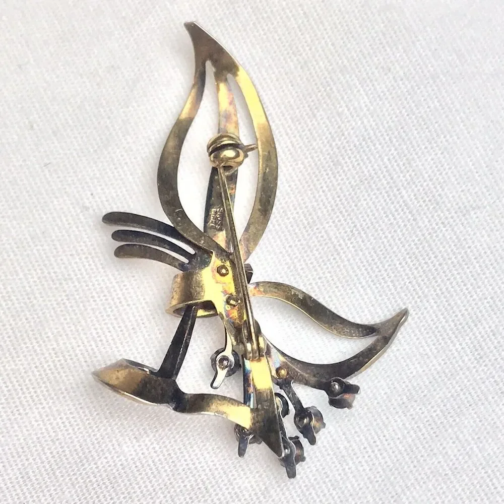 Swiss Made Floral Pin Vintage Brooch